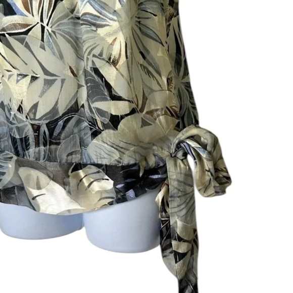 Cache vintage silk halter top beaded palm print excellent Size 8 - Picture 5 of 10